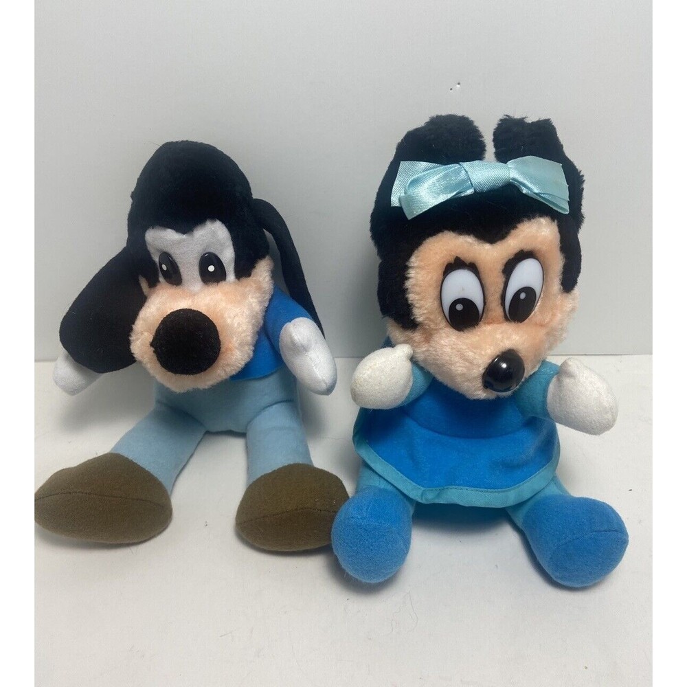 Vintage Disney Baby Goofy & Minnie Mouse 7"In Plush Stuffed Animals Mice